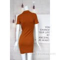 V-neck Slim T/R Rib Dresses For Women